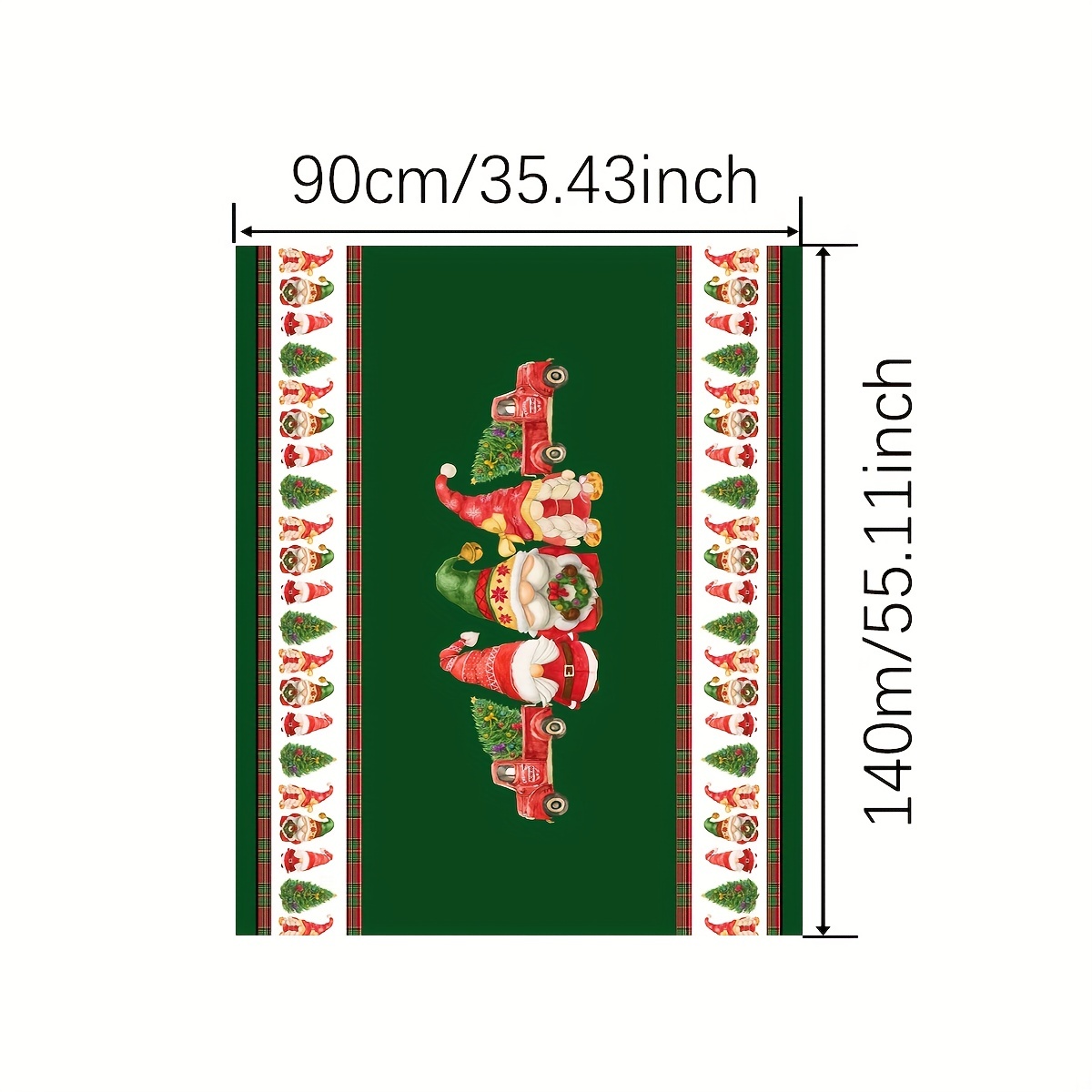 Polyester Tablecloth Merry Christmas Table Cover Truck Gnome Pattern Fab