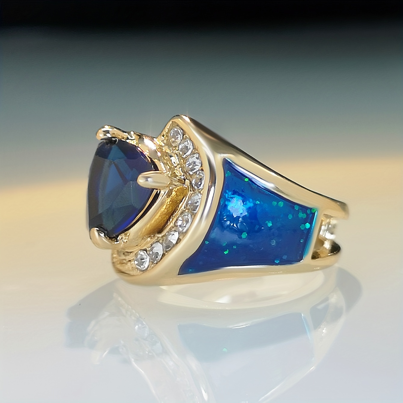 Men's Wedding Ring with Artificial Diamond Zircon Inlay