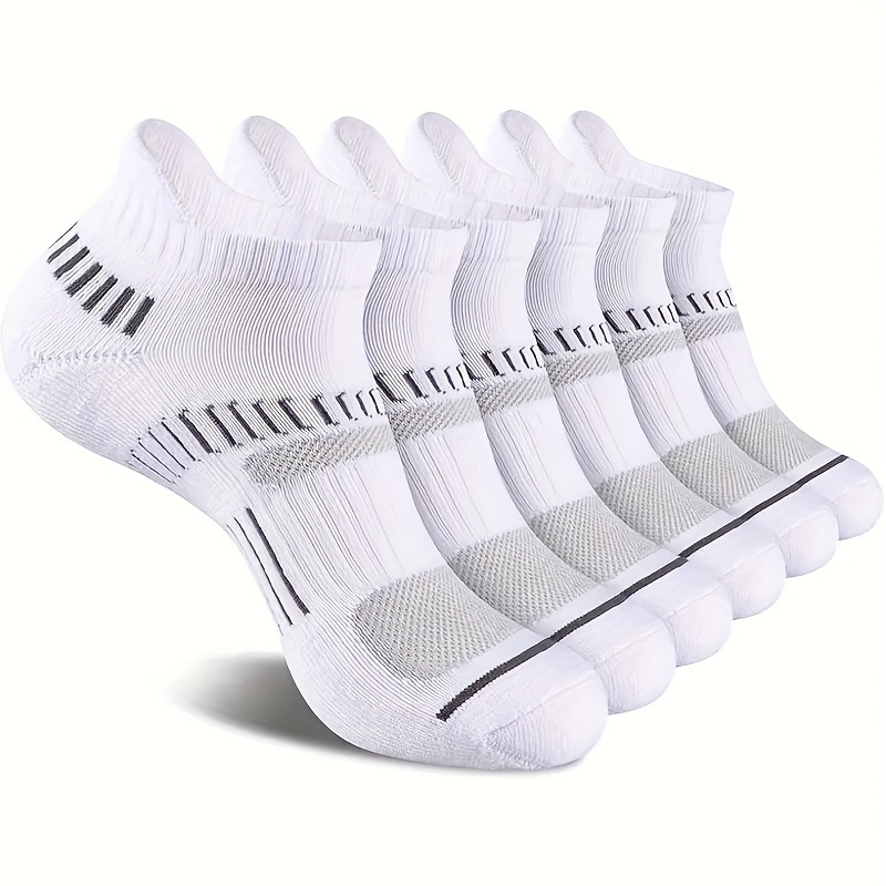 

6 Pairs Men's Athletic Cushioned Arch Support Ankle Socks, Cotton Blend Breathable Comfortable Low Waist Crew Socks For Sports
