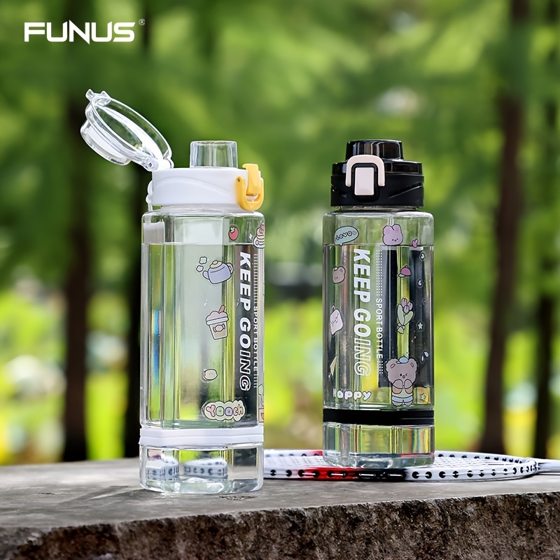 Funus 24 OZ clear water bottle carrying and filter mesh, leak-proof  BPA-free, make sure you drink enough water, gym, camping, outdoor sports
