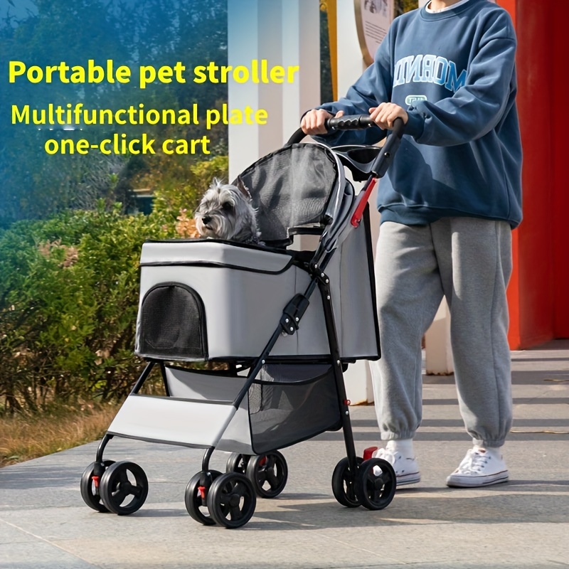 4 Wheel Lightweight Pet Stroller Outdoor Portable Foldable Cart