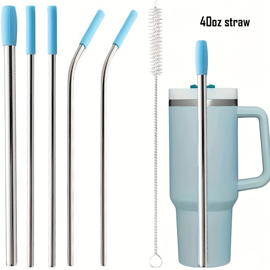 Straw, Reusable Stainless Steel Straws Set For Tumbler, Sturdy Bent Or  Straight Drinks Straw With Storage Bag Cleaning Brush Silicone Tips, Extra  Long Metal Straws For Drinking, Chrismas Halloween Party Supplies 
