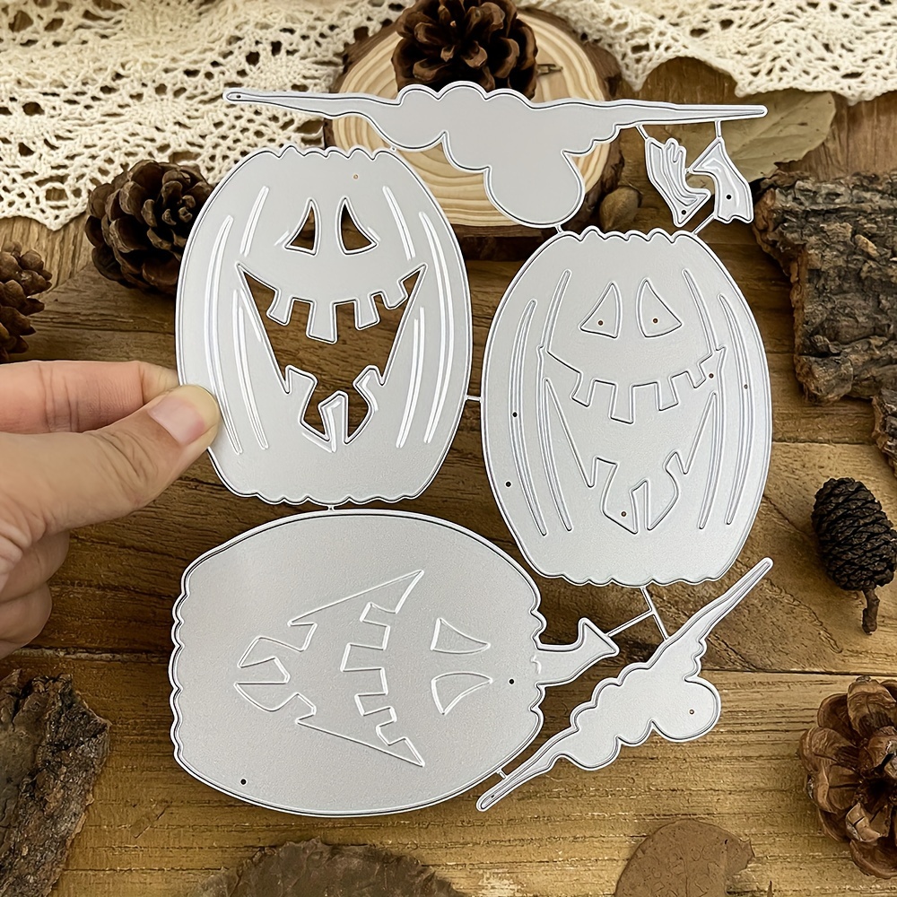 Diy Hollow Cutting Dies Halloween Pumpkin Lantern Shaped Scrapbook Stencils  For Festival