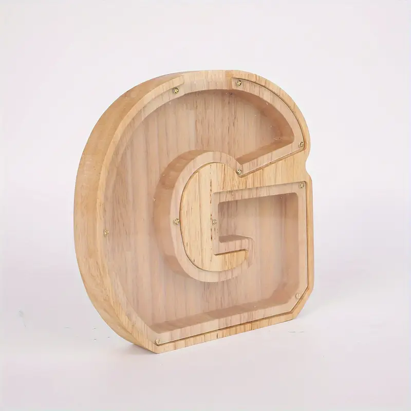 1PC Holz 26 Buchstaben Spaß Englisch Transparent Sparbüchse