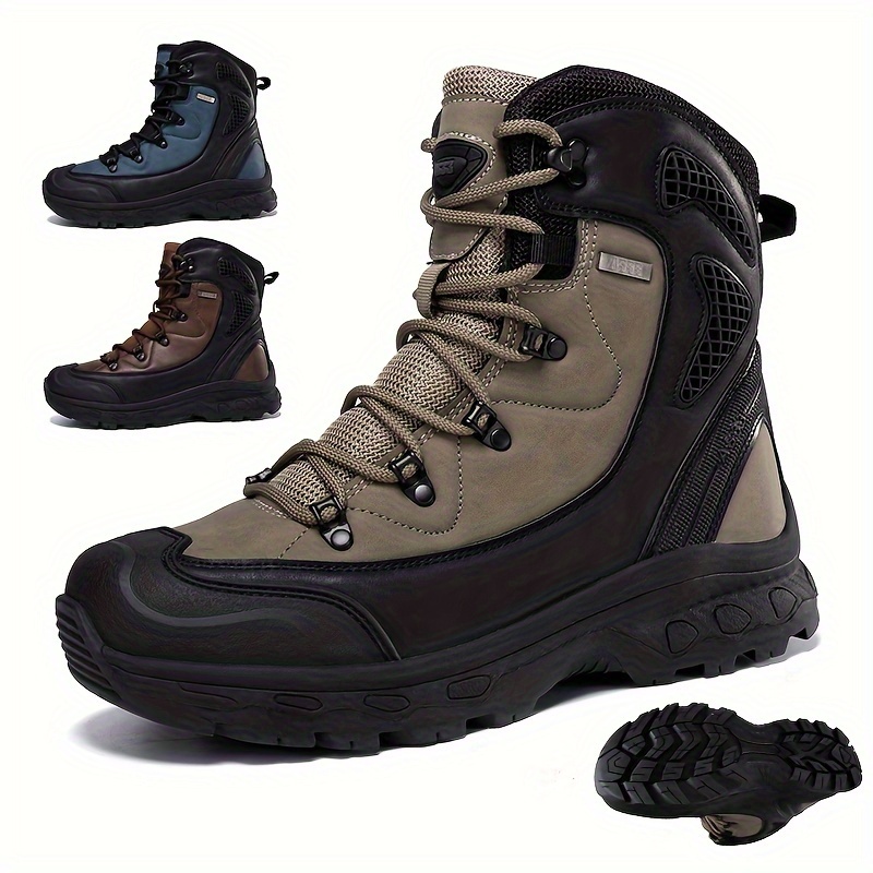Men's Solid High Top Tactical Work Boots Waterproof Non Slip - Temu