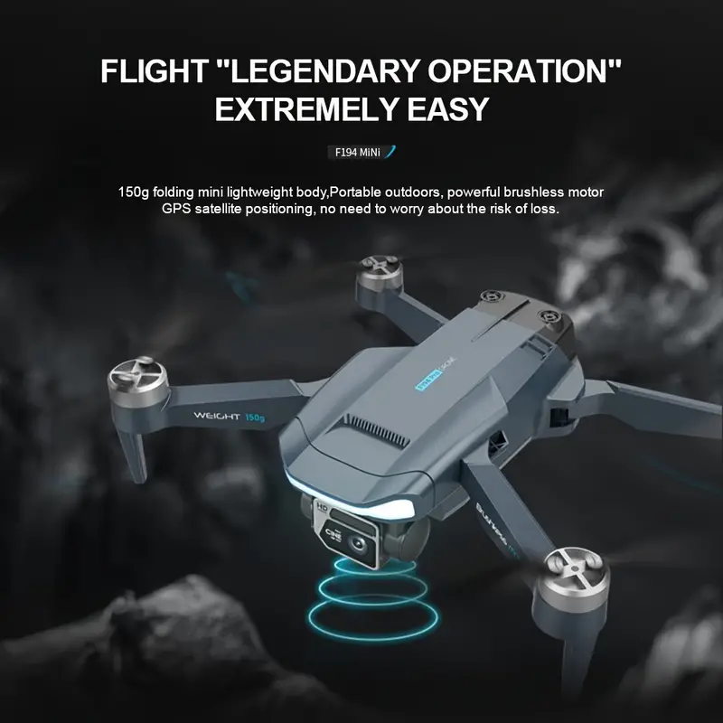 f194 foldable drone with 2 batteries dual hd cameras rechargeable battery optical flow gps mode one key return perfect toy and gift for adults details 4