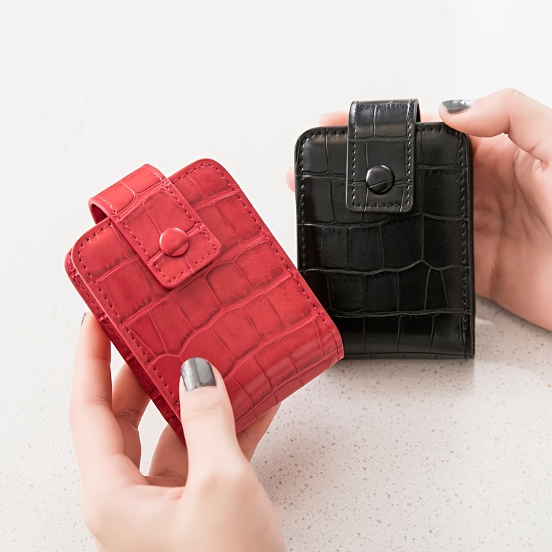 Mini Lipstick Bag with Mirror Crocodile Embossed Cosmetic Case