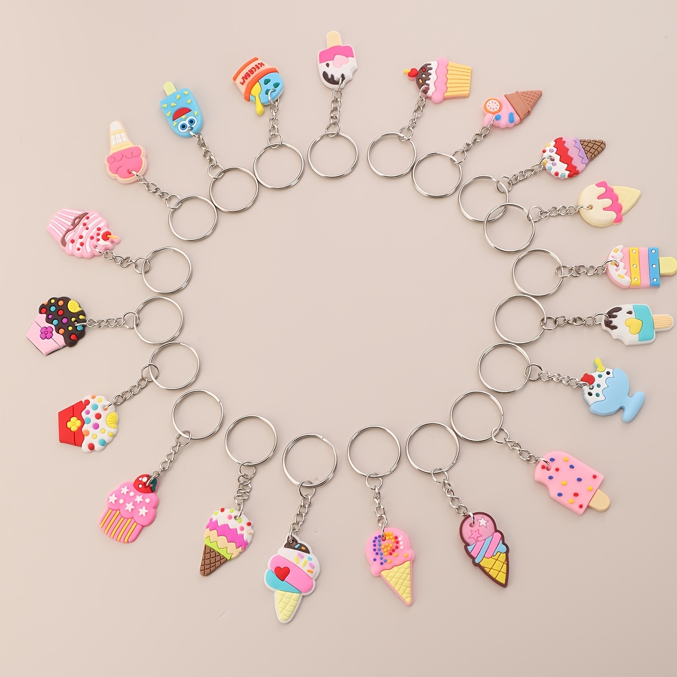 KiwiCraftSupply Ice Cream Keychains, Cupcake Party Favors, Popsicle Keychains for Kids Party, Silicone Keychain Sets, Backpack Keychains