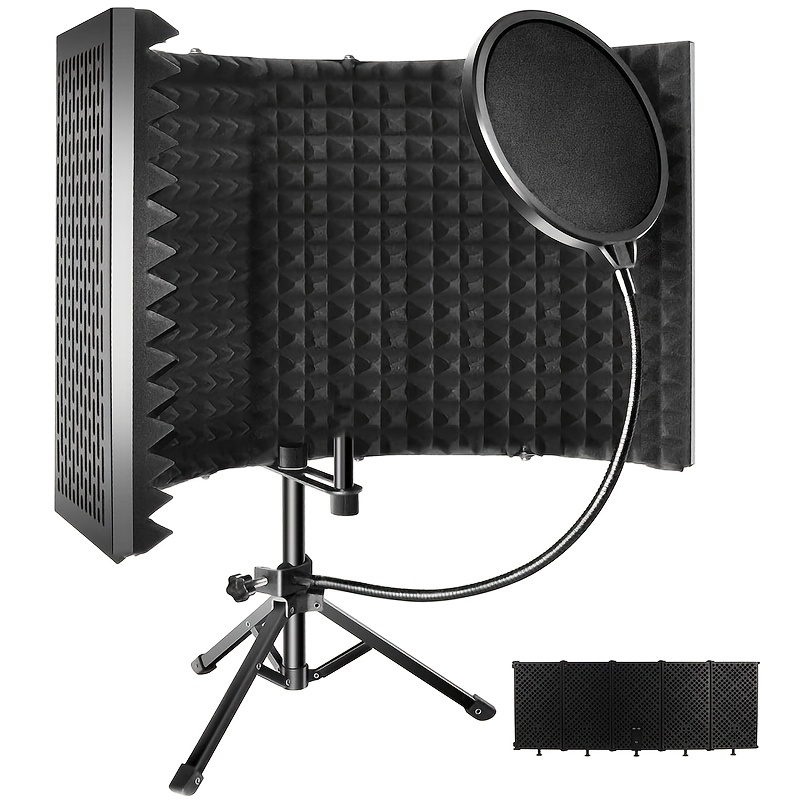 Bouclier D'isolation de Microphone Pliable, Absorption Acoustique de Studio  D'Enregistrement Mobile Portable, Réduction de Bruit Multicouche, pour