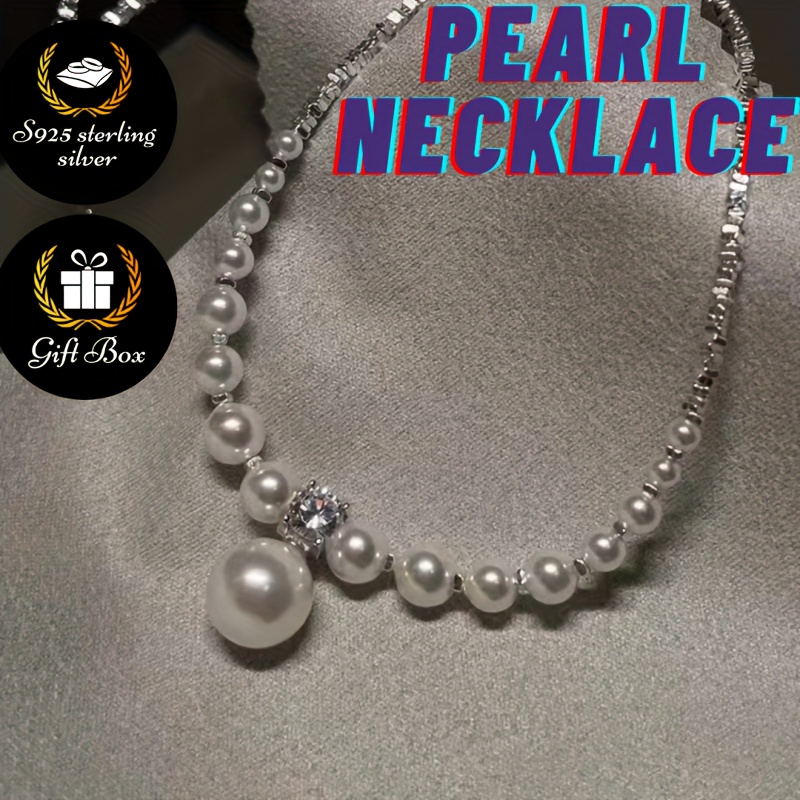 Pearl And Silver Necklace - Temu