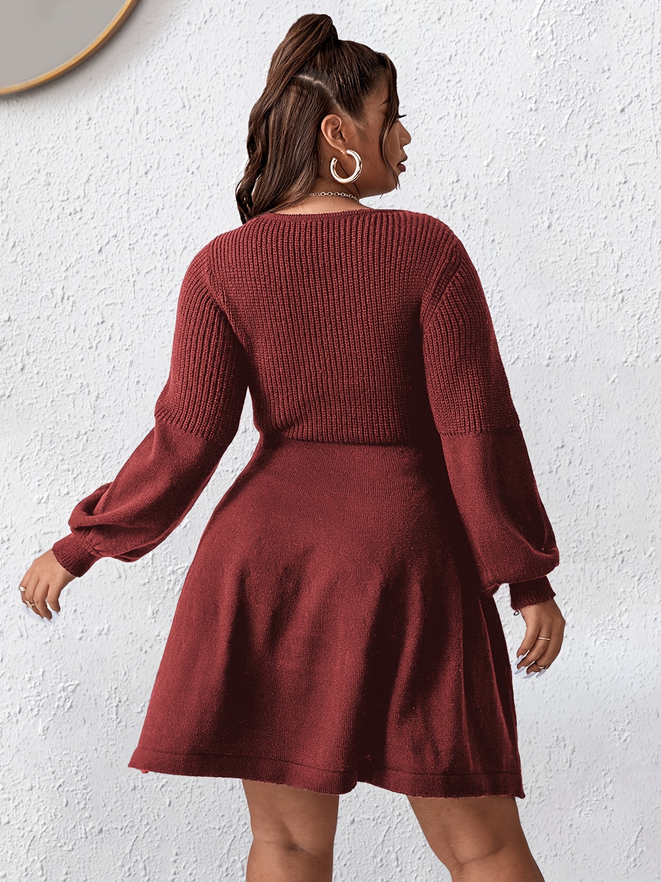 Square Neck Midi Dress in Brick