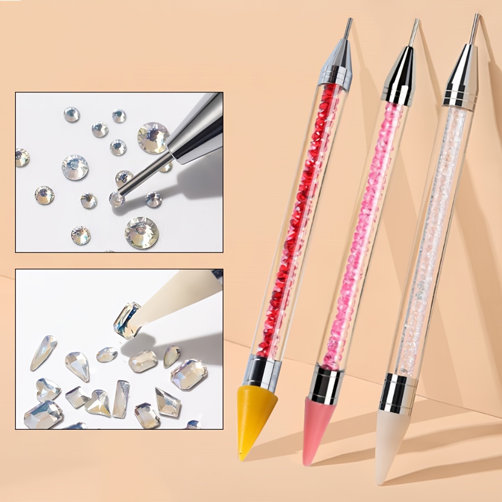 5pcs Double Head Nail Art Dotting Pens Nail Drill Point Tools Nail Art  Rhinestones Gems Picking Crystal Dotting Pen For Manicure