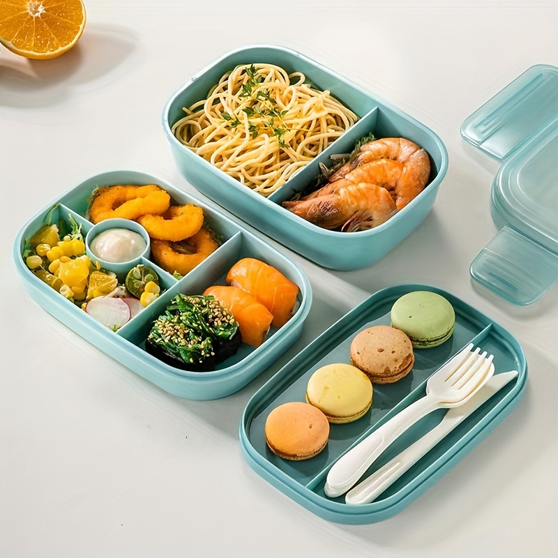 2 section Lunch Box Container Modern Design Built in Utensil - Temu