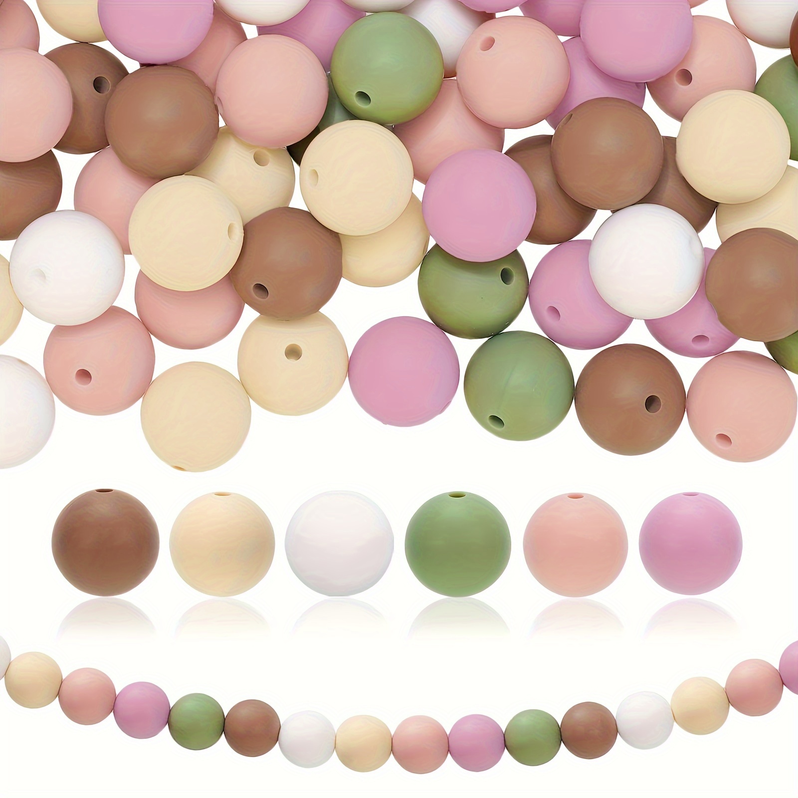 15mm Silicone Beads, 60PCS Silicone Beads Bulk for Pens Keychain