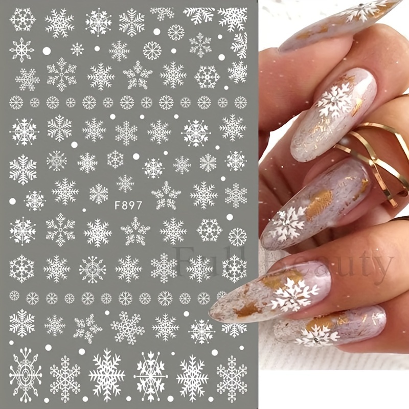 Christmas Snowflake Nail Sticker Colorful Snowflake Bronzing - Temu