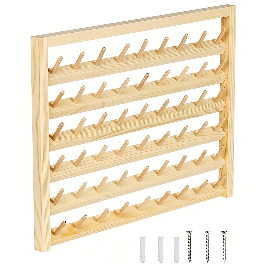 1pc 54-Spool Wooden Thread Holder, Wall Mounted Sewing Thread Holder,  Sewing Rack, Embroidery Thread Rack, Thread Finishing Organizer Rack For  Sewing