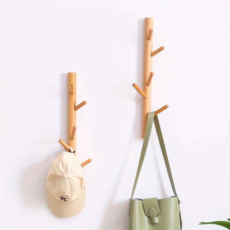 

1pc All Solid Wood Coat Racks, Entrance Hooks, Wall-mounted Coat Racks, Bedroom, Living Room, Simple Tree-shaped Coat Hooks, Nordic Wall-mounted Coat Racks, Beech Wood Hook, Natural Wood Color