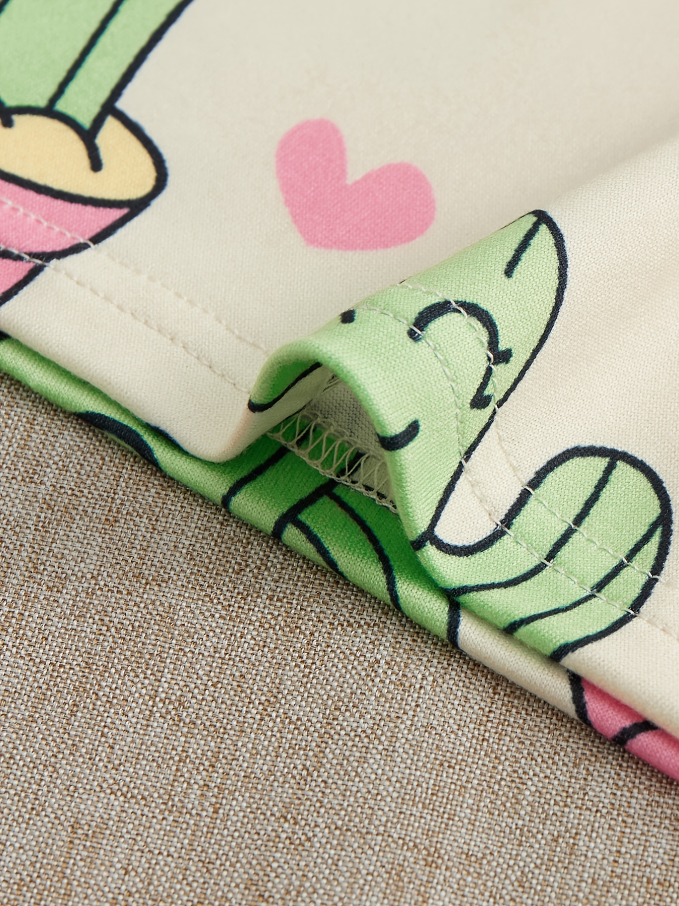 Cactus Print Pajama Set Short Sleeve T-shirt & Shorts