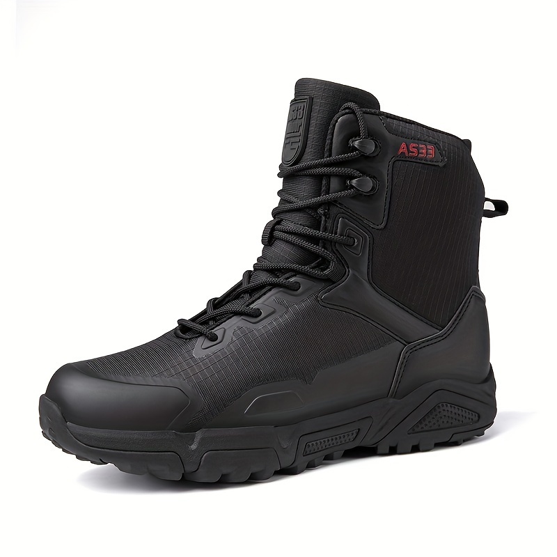 Men's Trendy High Top Military Style Hiking Boots, Comfy Non Slip