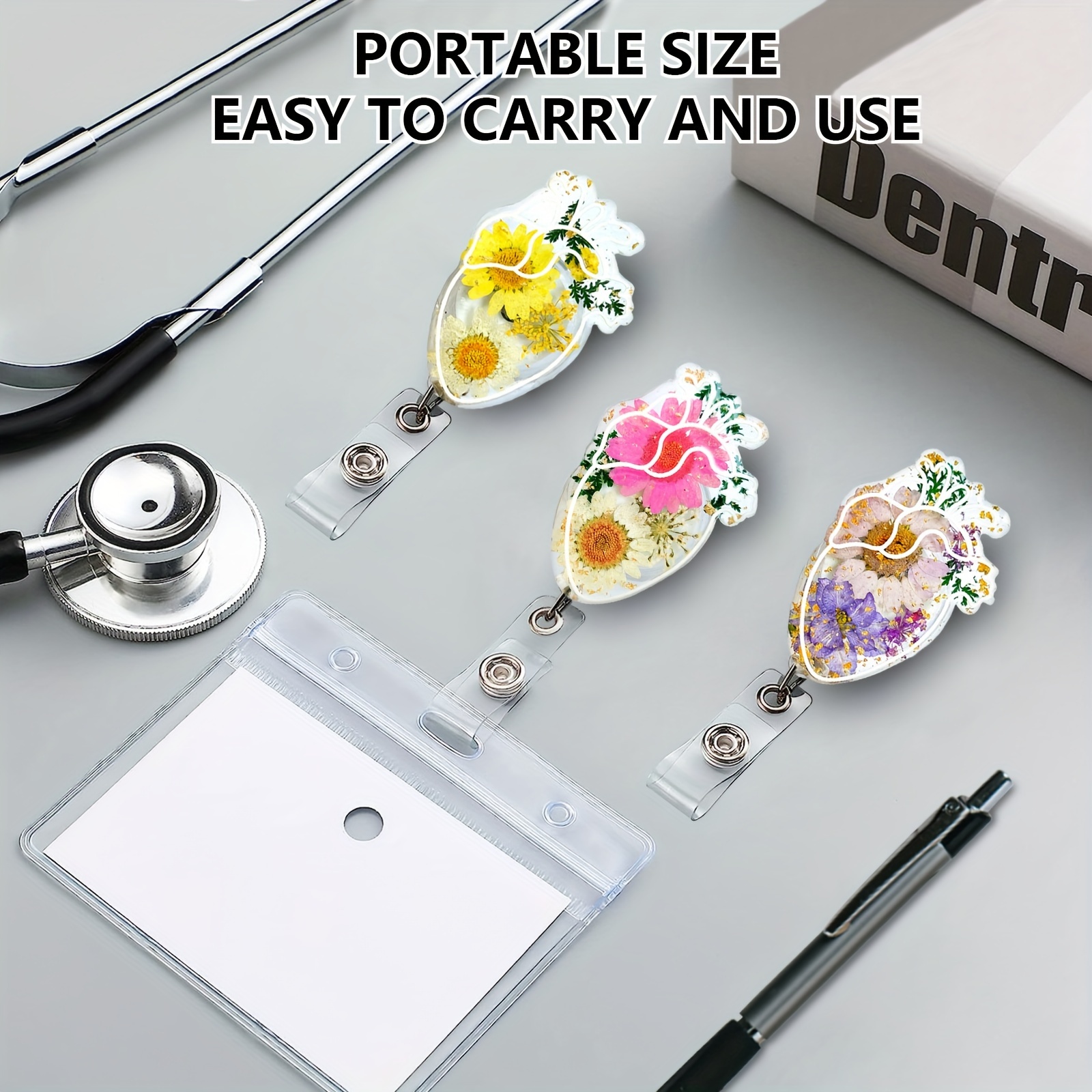 7 Color Badge Reel Clip Badge Holder Students Doctor ID Card Holder  Keychain Jewelry Gift Retractable Nurse Badge Reel Clip Cute Flower New  Style 7 Color