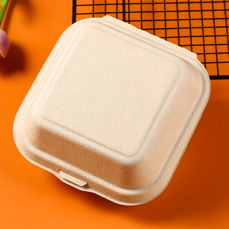 Disposable Bento Cake Boxes, Paper Pulp Hand Painted Biodegradable Dessert  Hamburger Box, Natural Disposable Bagasse Bowl, Made Of Sugar Cane Fibers,  For Home Picnic Camping Bbq Party, Party Supplies, Tableware Accessories 