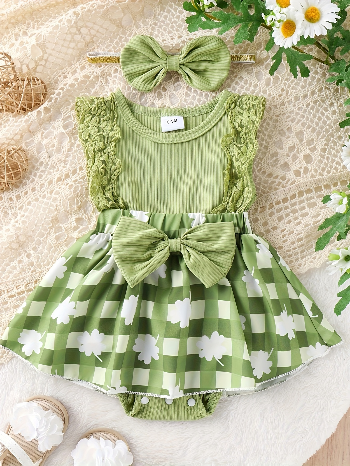  Conjunto de ropa de bebé niña de algodón, color liso, casual, 3  piezas, talla 7, trajes elegantes (verde, 0-6 meses) : Ropa, Zapatos y  Joyería
