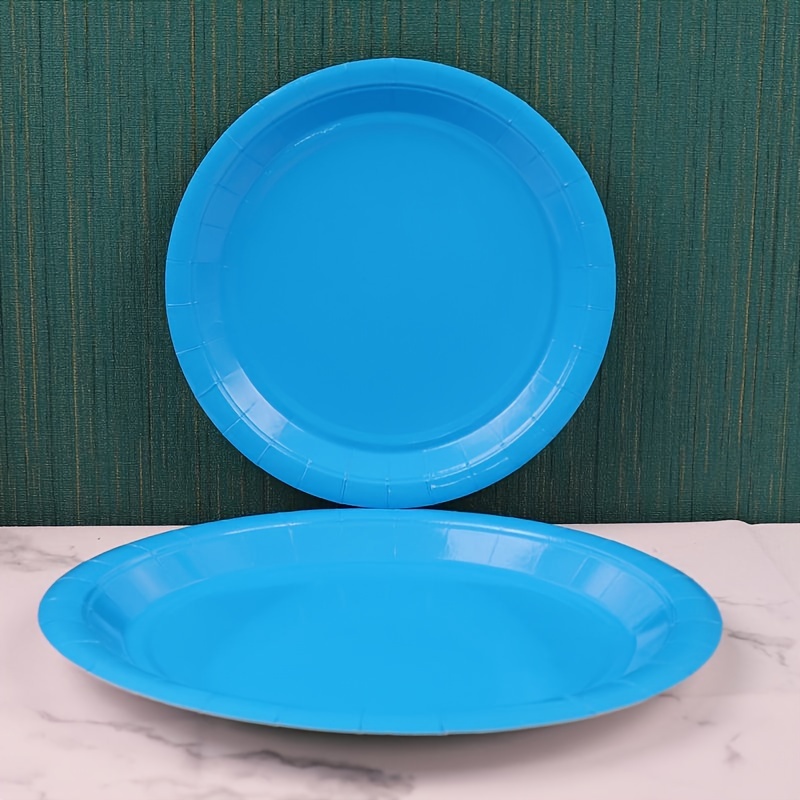 Platos de papel desechables verdes, platos de postre de papel de 6 3/4  pulgadas, platos desechables fuertes y resistentes para fiestas, cenas