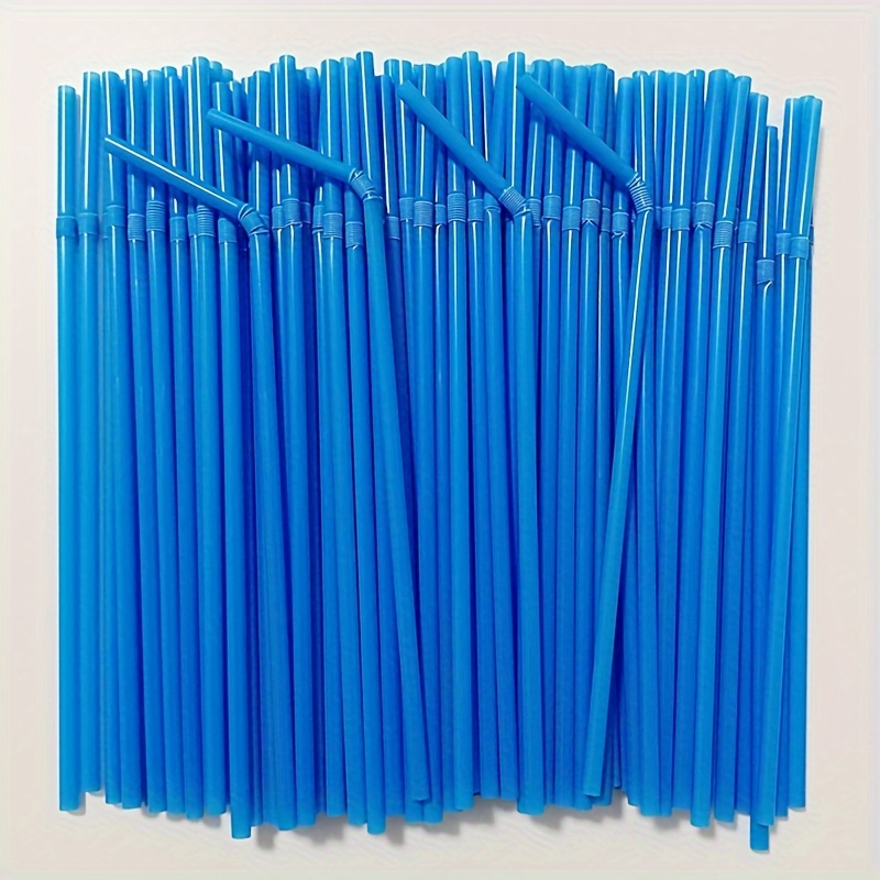 200 Pcs Colorful Flexible Long Straws Plastic Bendable Disposable