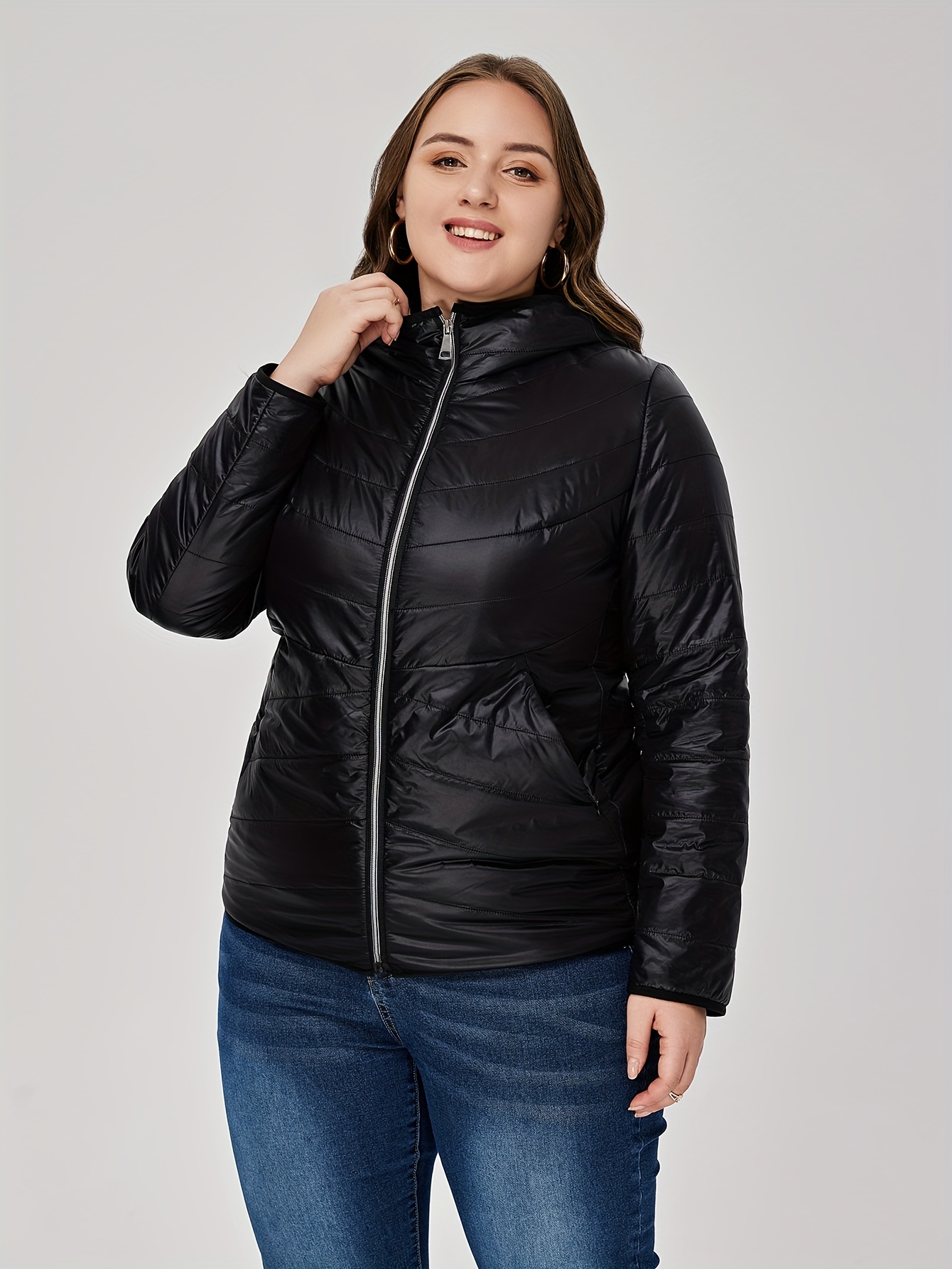 Plus size sales thin puffer jacket