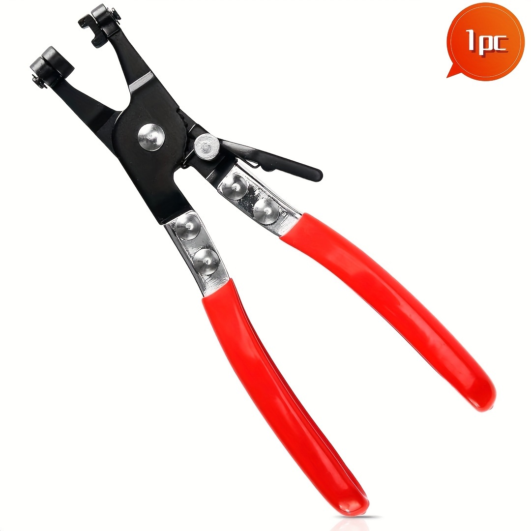 1pc Hose Clamp Pliers Tool Ratchet Locking Flat Band Ring Spring Type Swivel