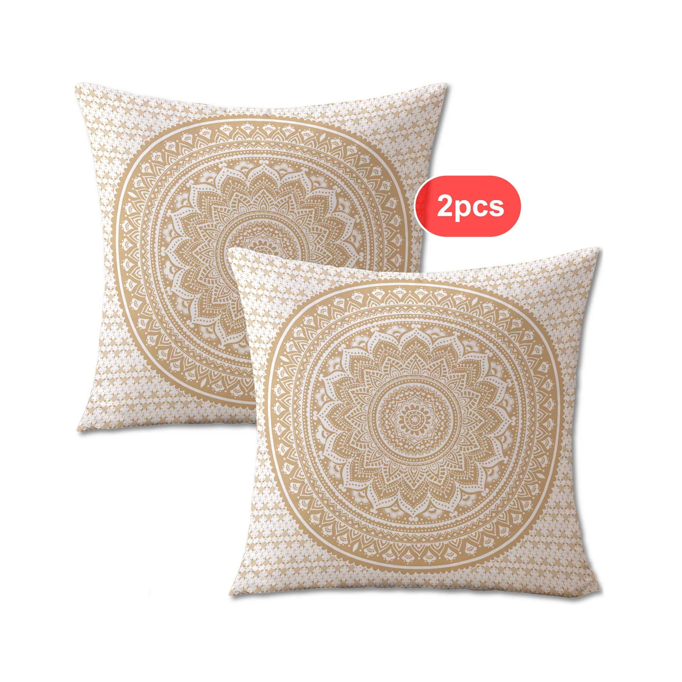 2pcs Art Mandala Throw Pillow Cover Mysterious Bohemian Dormitory Bedroom Home Decoration Short Fabric Double Sided Printing Without Pillow Insert