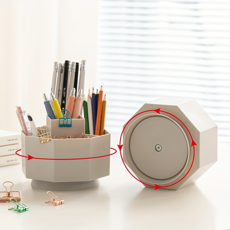 360° Rotating Pen Holder: Large Capacity Pencil Storage Box - Temu