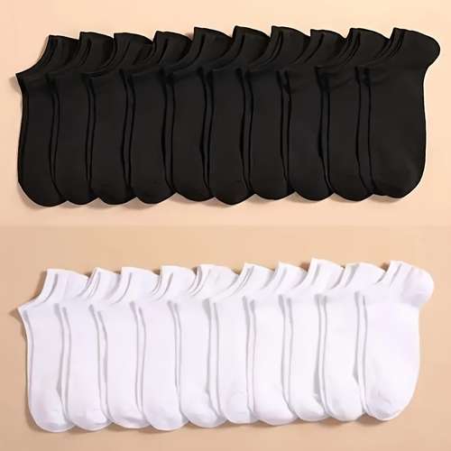 40 Pairs Unisex Solid Socks, Soft & Lightweight All-match Short Socks, Women's Stockings & Hosiery