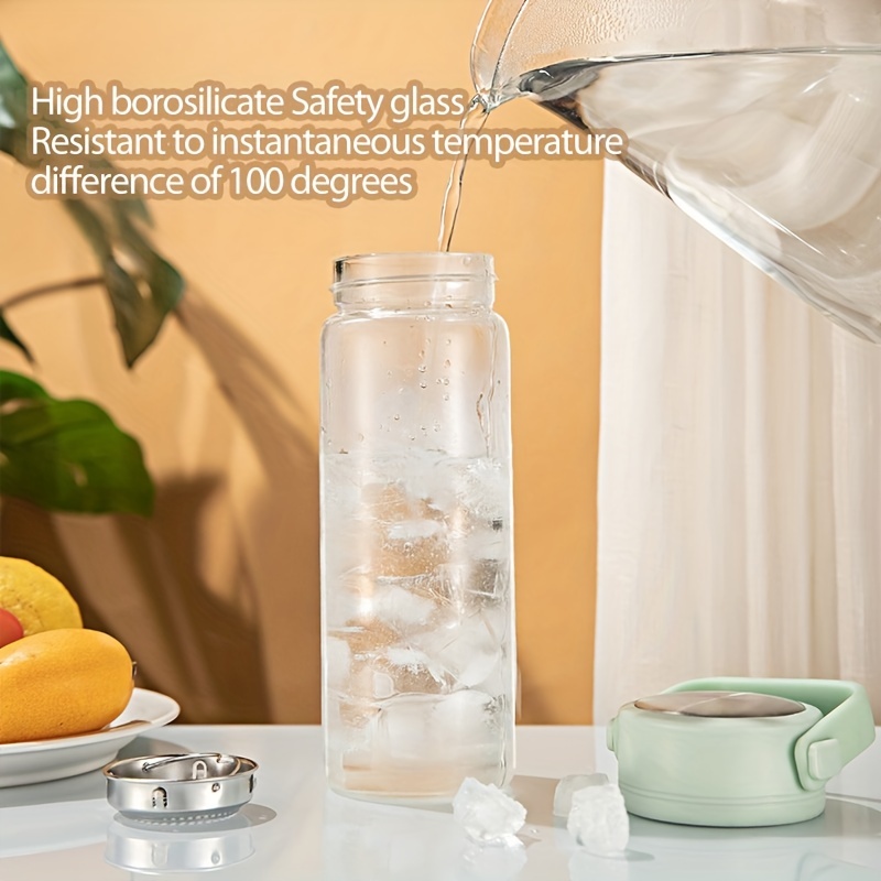 Glass Water Bottle With Time Marker Reusable Glass Beverage - Temu