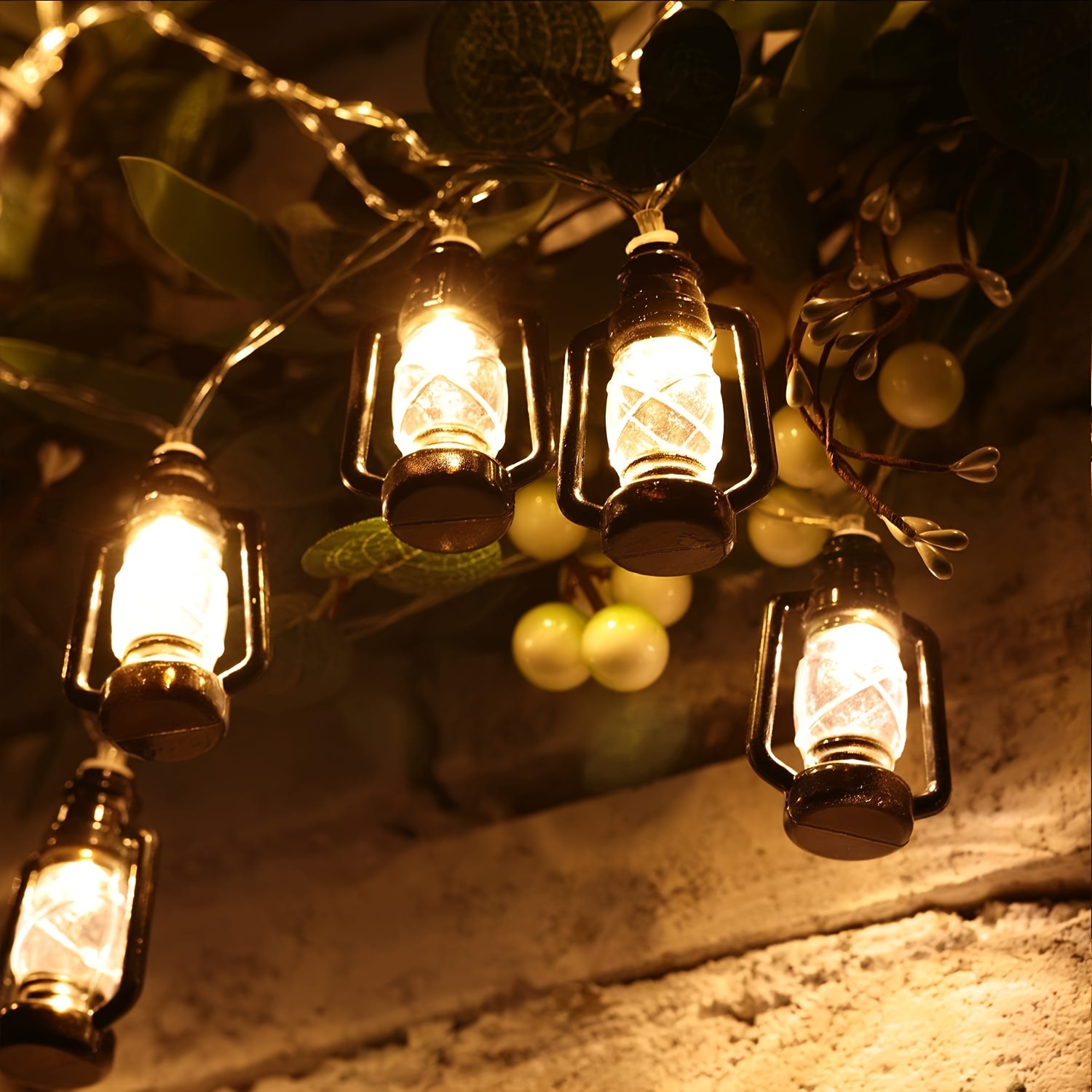 Guirlande lumineuse Ramadan, lampe lanterne à kérosène, 3 m, 20 LED  colorées, fonctionne avec piles pour décoration extérieure de la maison,  fournitures de fête : : Luminaires et Éclairage