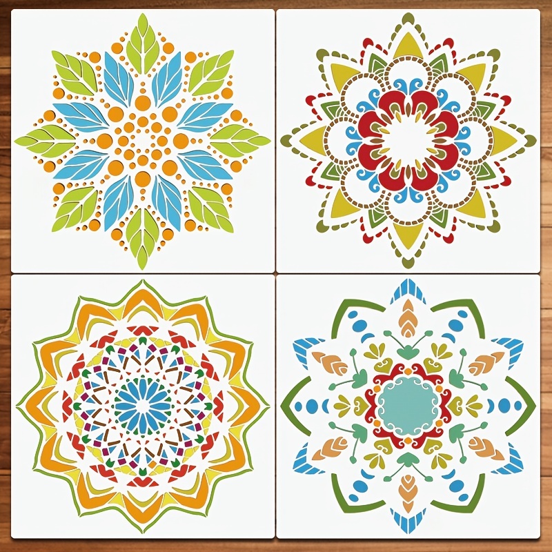 4 Piezas Plantillas Mandalas Reutilizables 12 Pulgadas - Temu Chile