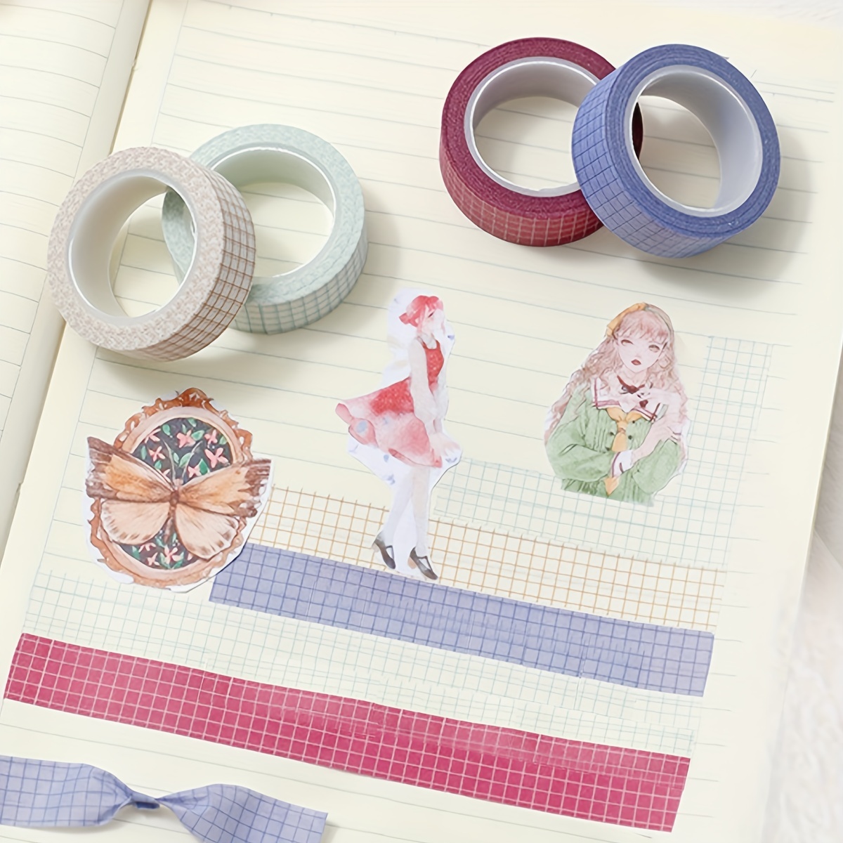 Classical Plaid Series Washi Tape Student Scrapbook Decor - Temu