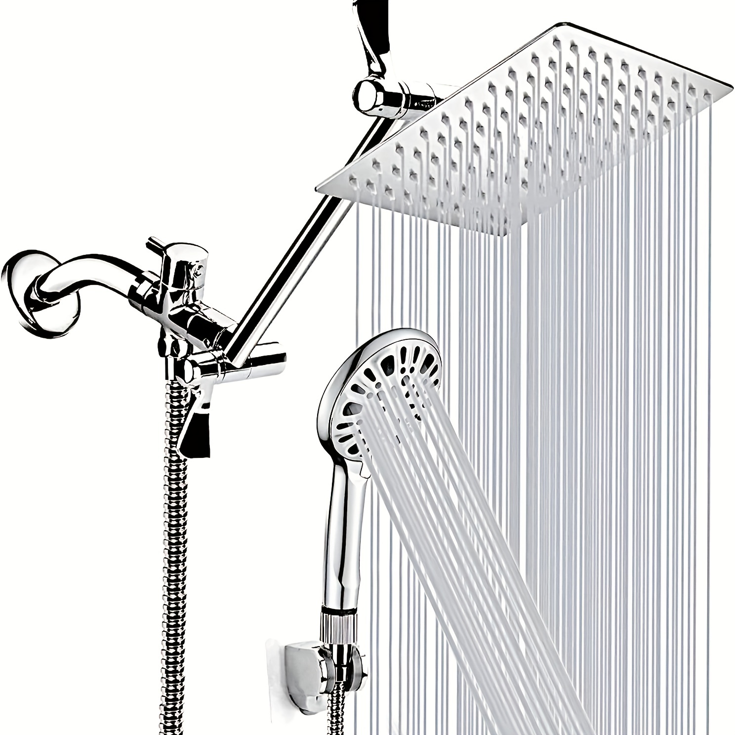 Cabezal de ducha de alta presión con manguera de 1,5 m, cabezal de ducha de  baño de acero inoxidable 304 Ahorro de agua Fácil instalación - Método de  pulverización en forma de cintura