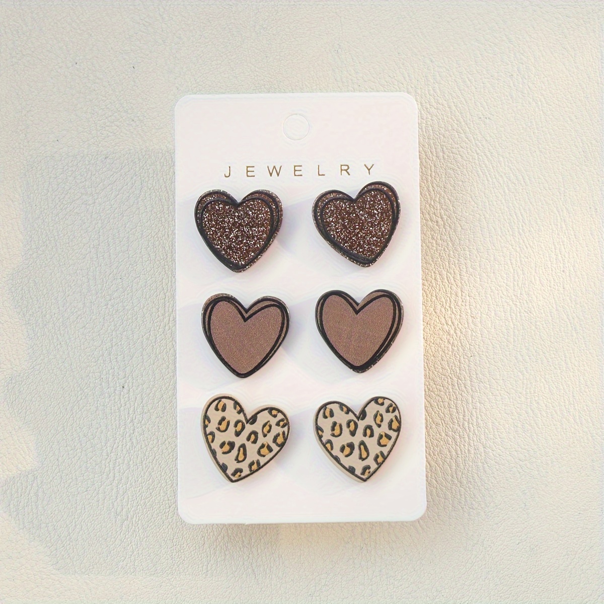 3 Pairs Set Of Delicate Heart Shaped Stud Earrings Acrylic Lightweight Female Ear Ornaments For Women Valentine's Day Gift