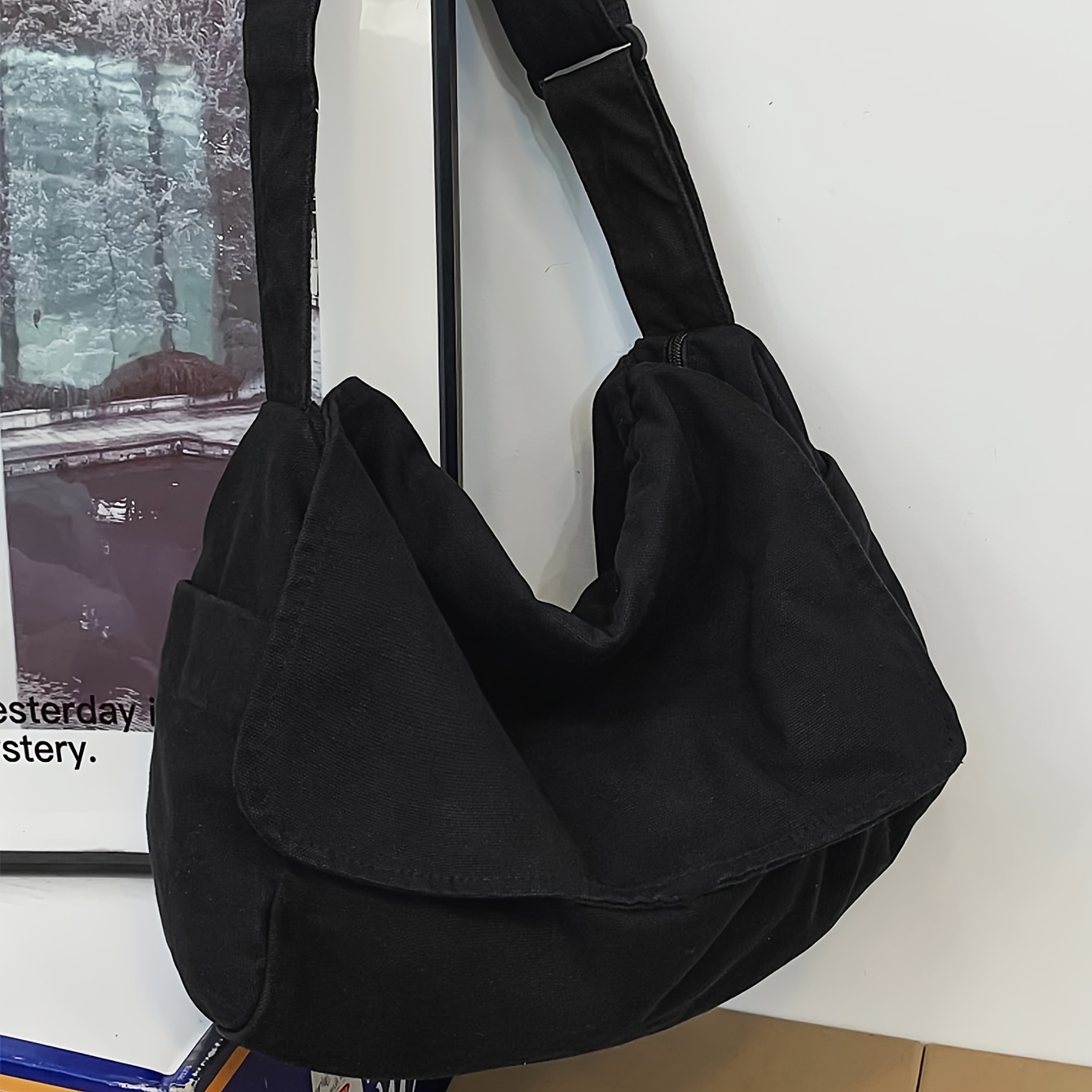 

1pc Large Capacity Storage Bag, Simple Zipper Sling Bag, Portable Travel & Business Trip Crossbody Bag
