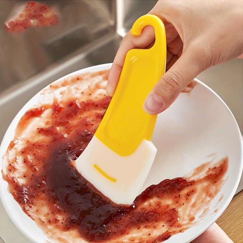 Silicone Pan Scraper Dish Cleaning Spatula Bowl Scraper Dish Scraper Non  Stick Kitchen Scraper Pan Rubber Cleaning Spatula Pot Cleaning Tool 2 PCS