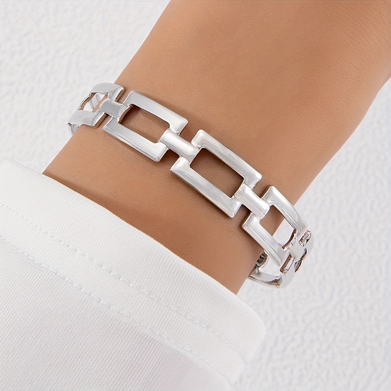 French Light Hollow Square Chain Single Bracelet