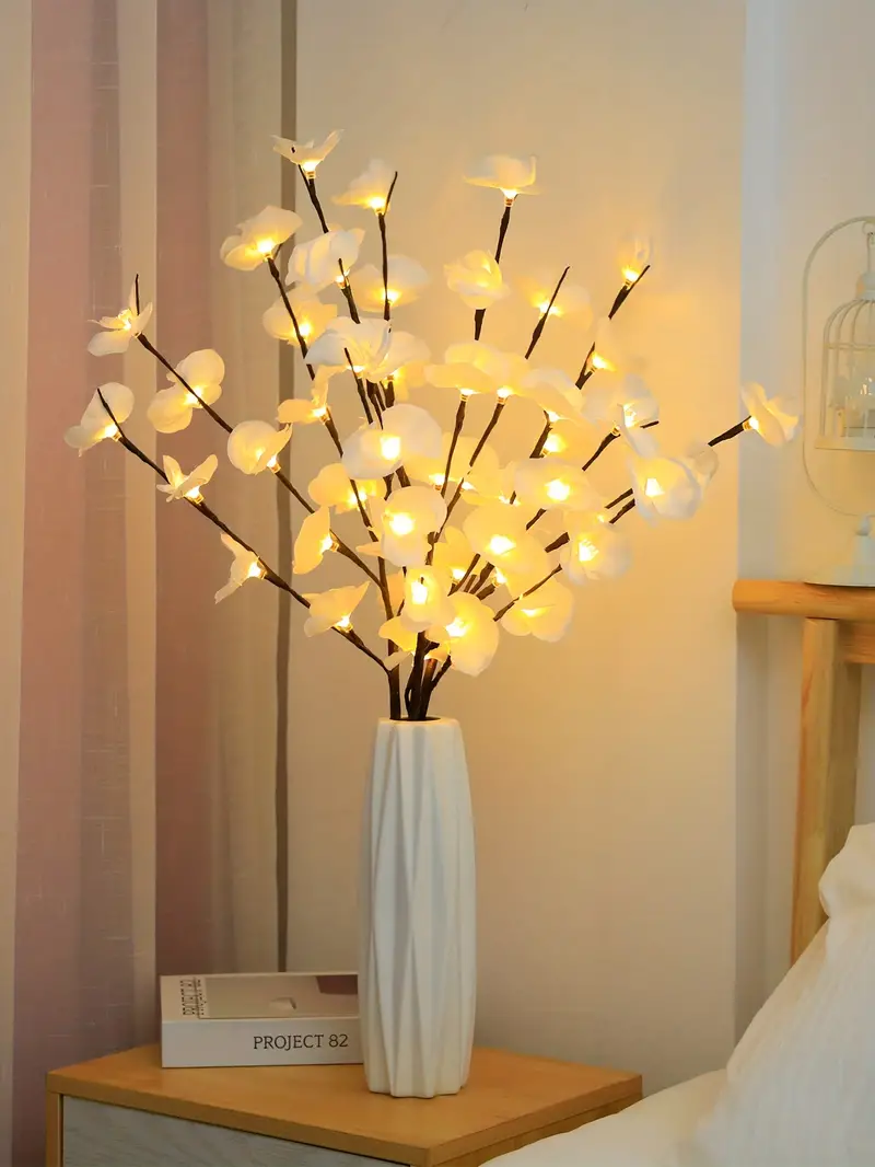 1pc white phalaenopsis tree light decoration string lights battery operated fairy lights for bedroom party living room night table wedding christmas thanksgiving all season decoration home fireplace end table decoration warm white details 2