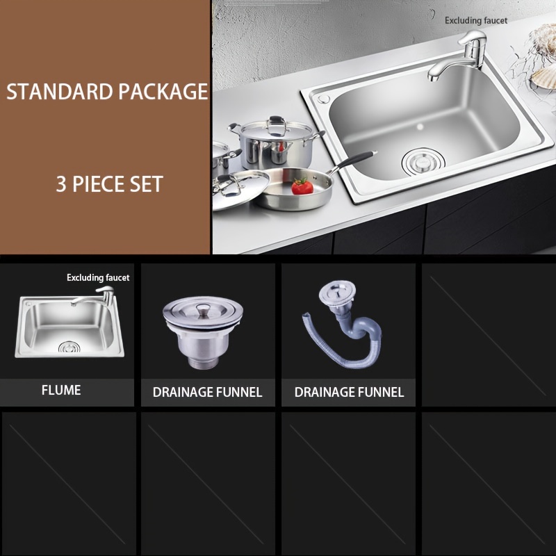 1pc Pure Handmade Stainless Steel Sink Dish Washing Basin, Vegetable  Washing Basin, Engineering Basin Kitchen Sink Set