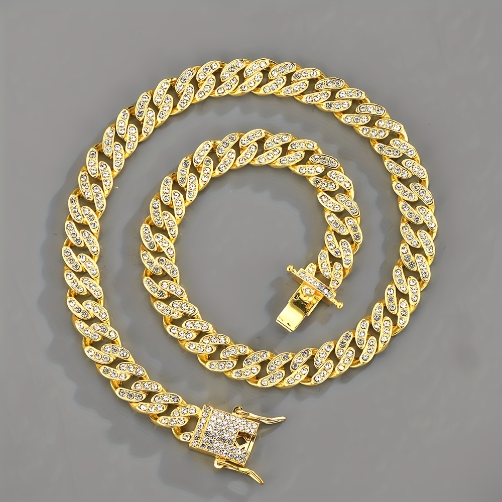 LV_ Men Cuban Link Chain Rock Necklace Letter Design Steel