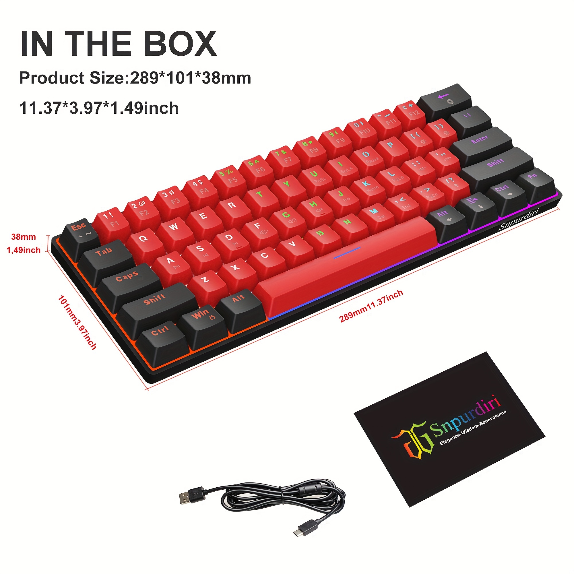 Portable 60% Mechanical Gaming Keyboard Led Backlit - Temu