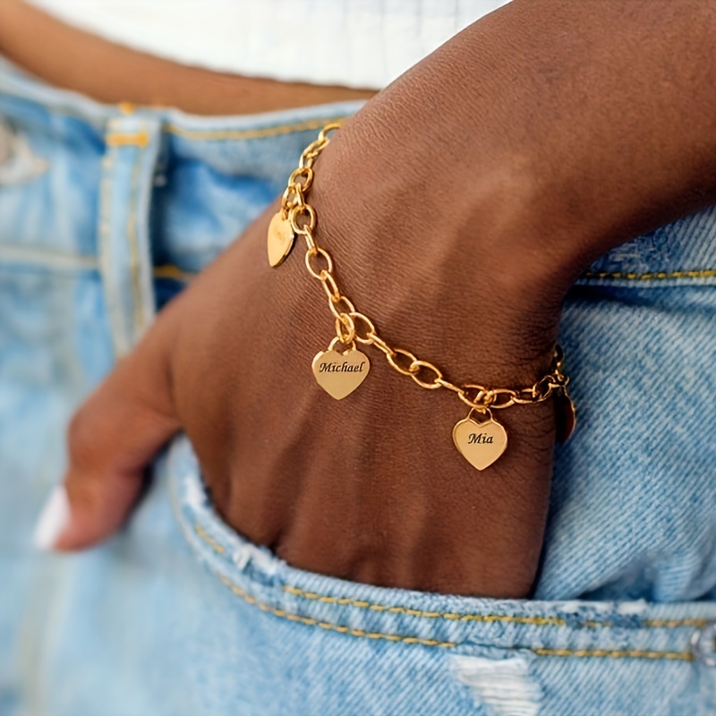 Rory Chain Link Bracelet with Custom Charms in 18K Gold Plating - Graduation Gift for Her - Personalised Bracelet