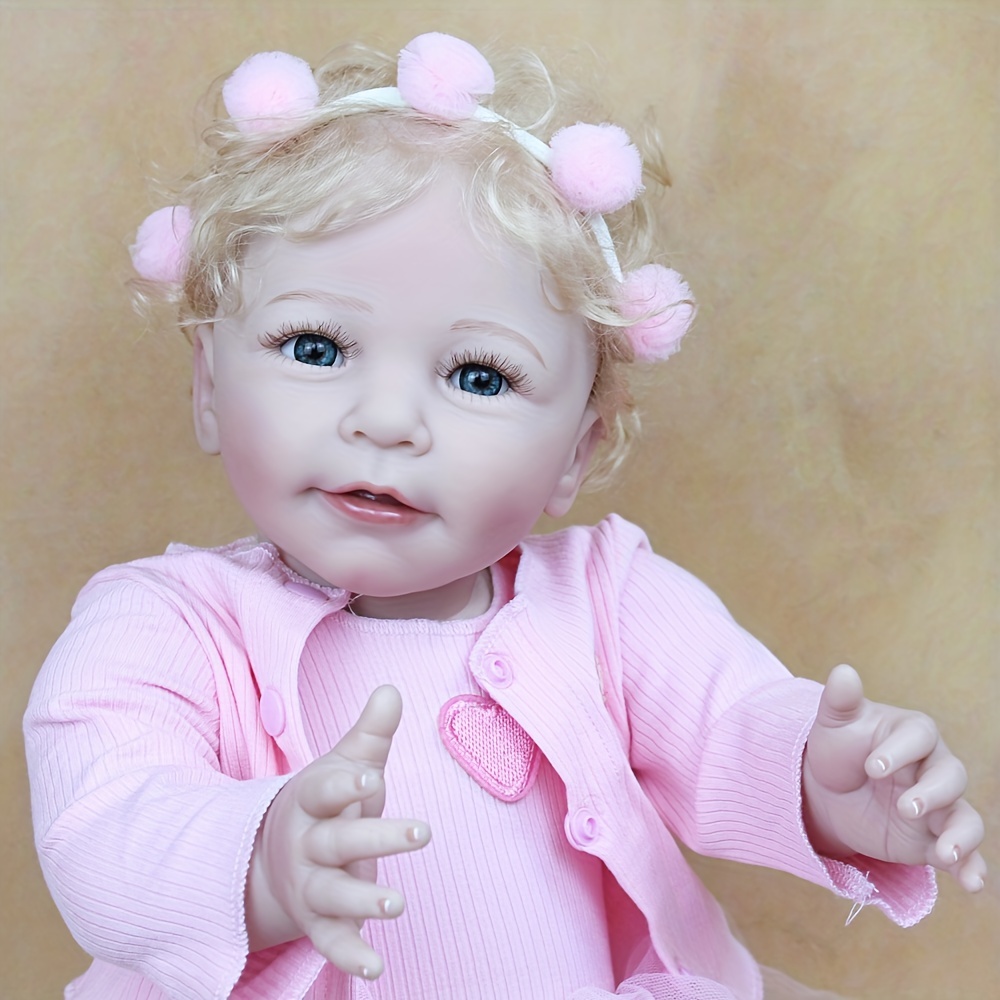 Reborn Baby Dolls Silicone Full Body 22 Inch Lifelike Long Blonde Hair  Reborn Toddler Princess Girls That Look Real Realistic Newborn Baby Dolls  For