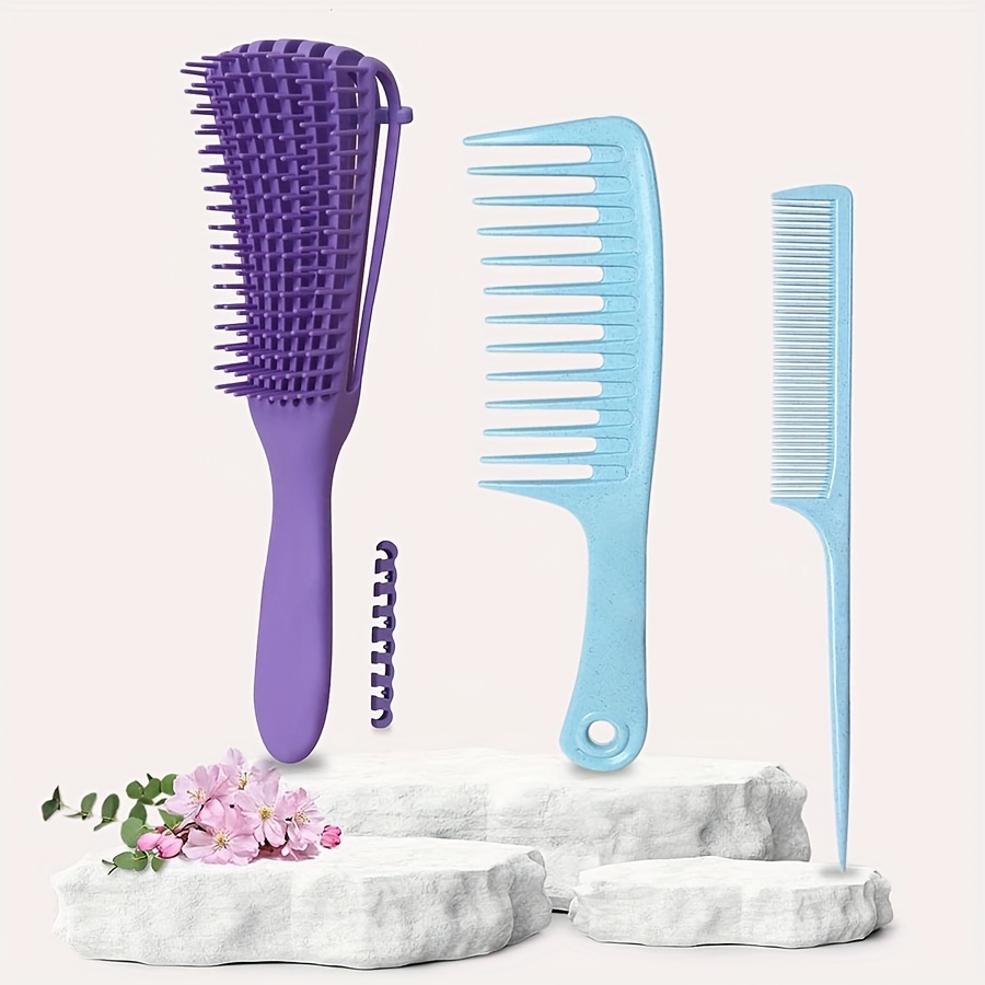 Detangling Hair Brush Set Detangler Brush Wide Tooth Comb - Temu