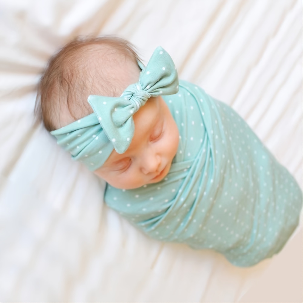 Baby Swaddle Wrap Cloth with Rabbit Ears Hairband Set